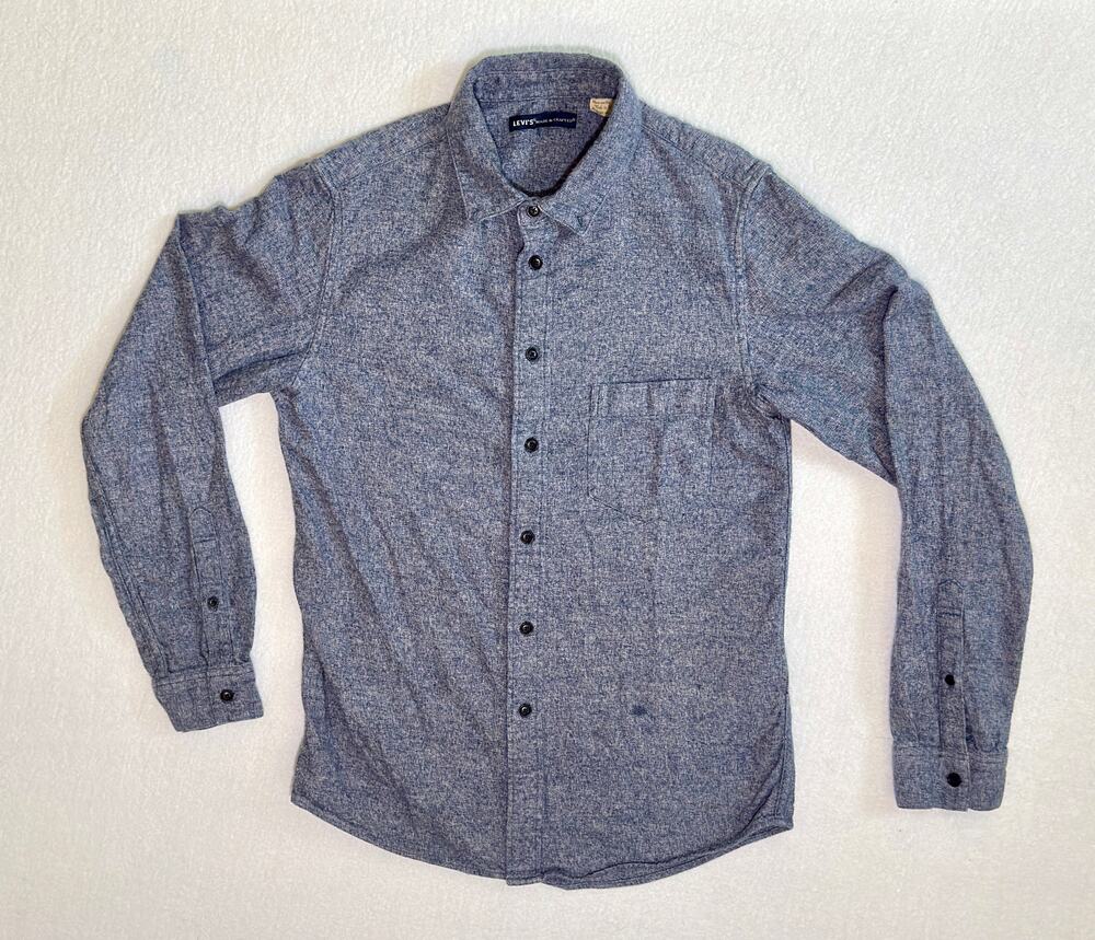 Levi's Made & Crafted Heather Blue Flannel Button Down Shirt XS